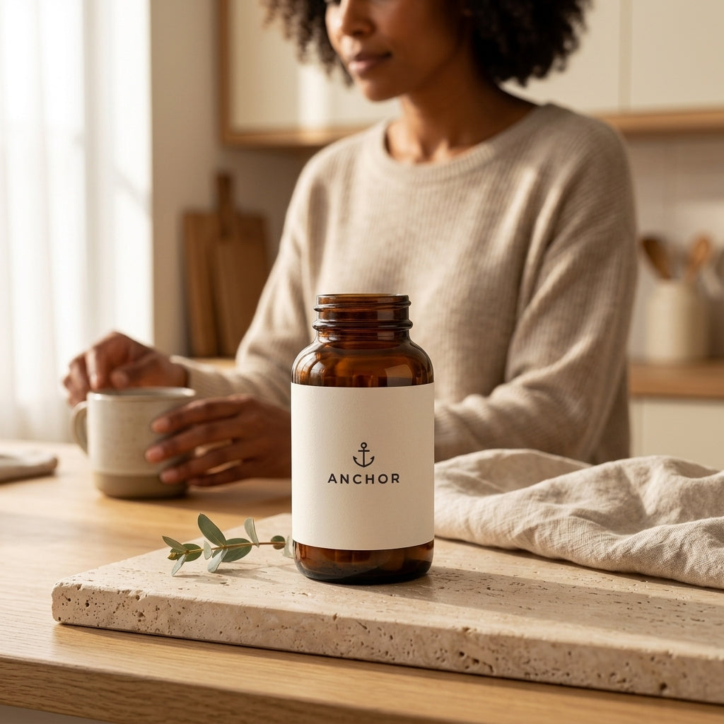 Anchor Omega-3 EPA DHA in morning wellness routine, real-life lifestyle moment — Anchor supplement