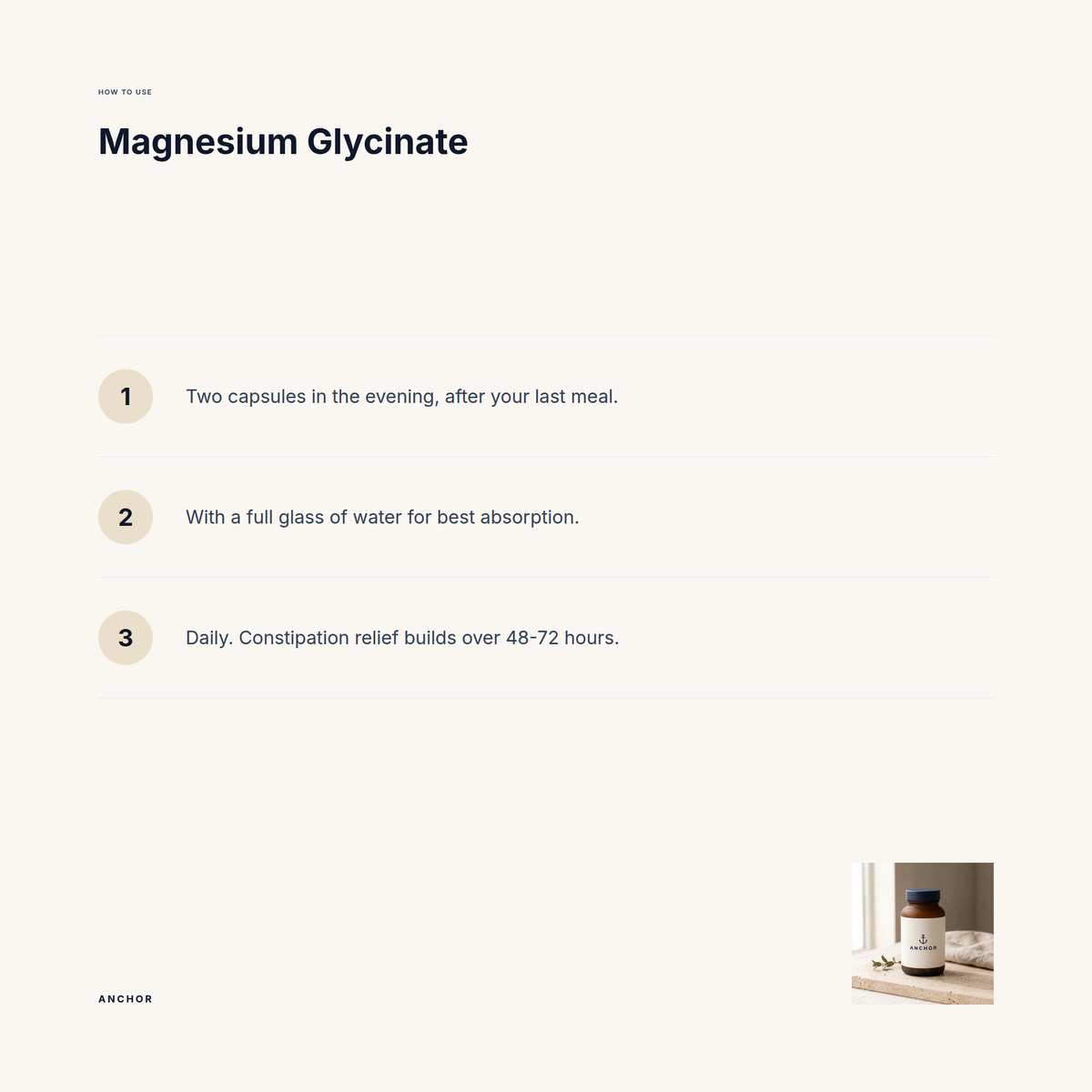 How to use Magnesium Glycinate: three-step guide with product photo