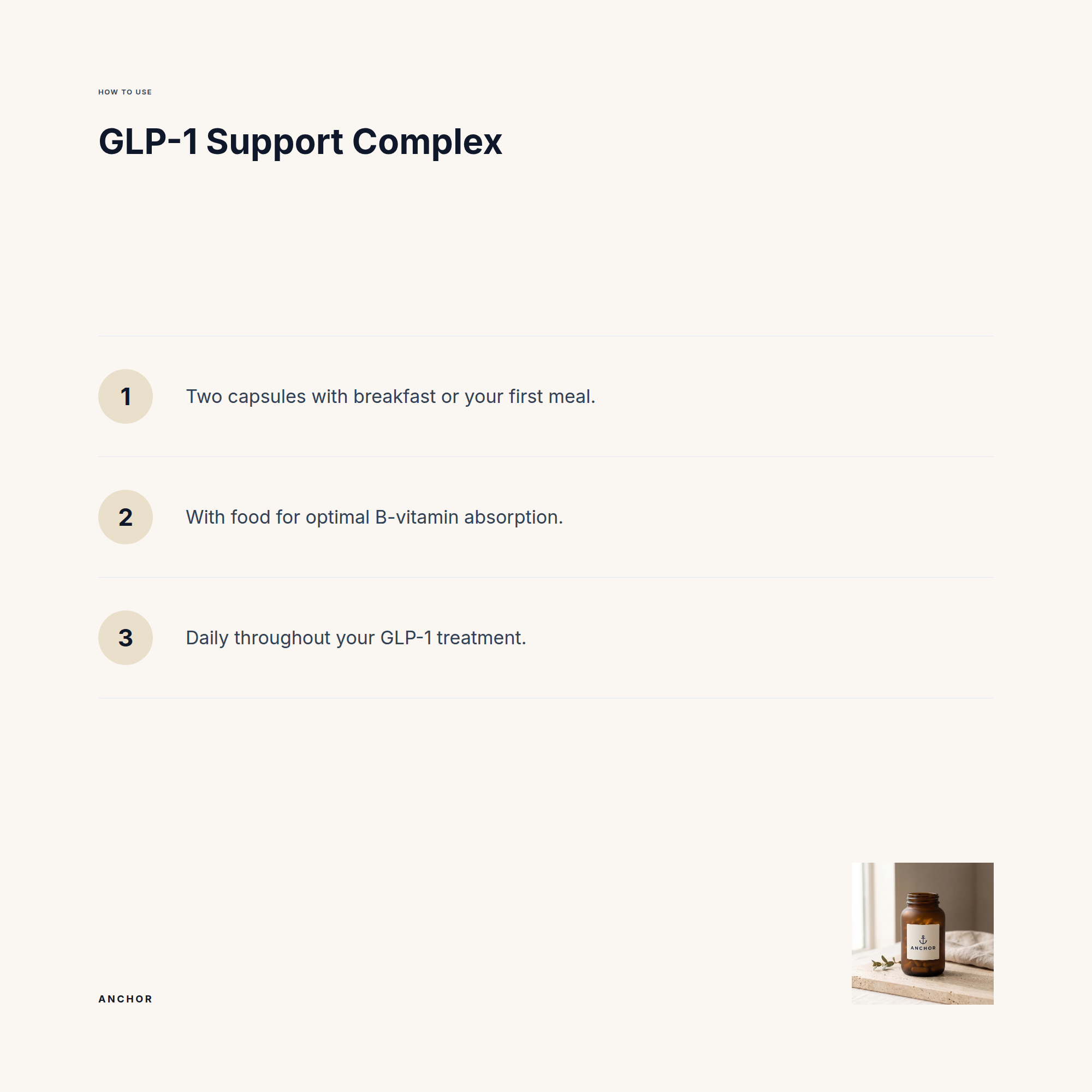 How to use GLP-1 Support Complex: three-step guide with product photo