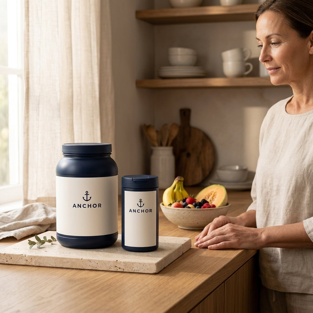 Anchor High Protein Bundle in morning wellness routine, real-life lifestyle moment — Anchor supplement